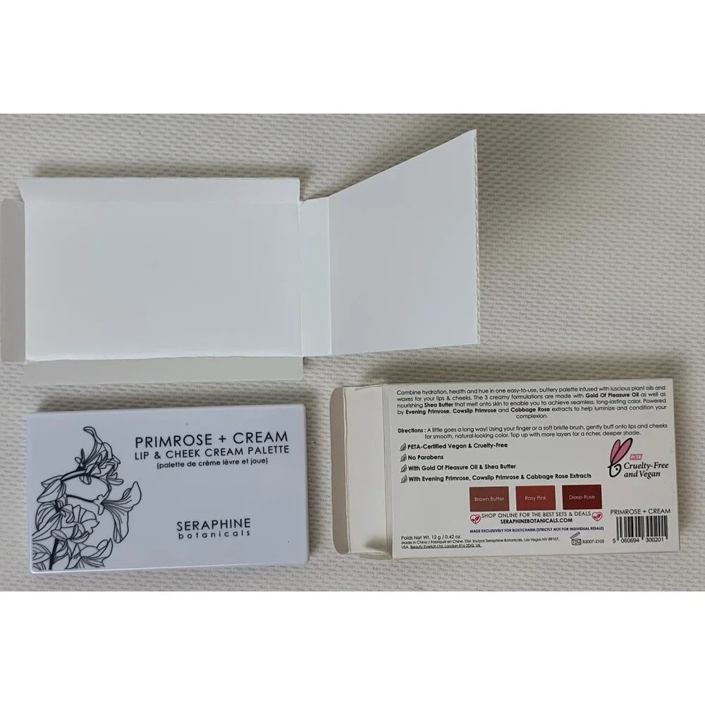 Seraphine Botanicals Primrose + Cream Lip & Cheek Cream Palette Hydration NEW